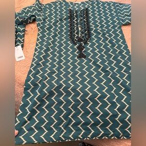 Teal Zigzag Midi Dress 2pieces
